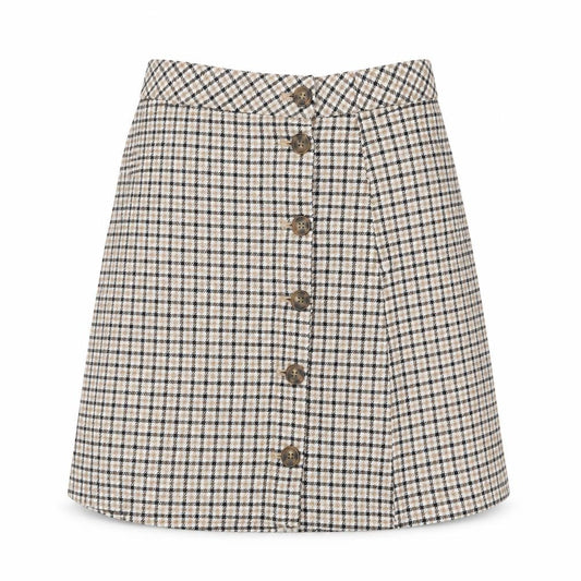 H&M Divided Women’s Beige Check A-Line Cotton Skirt Size 4