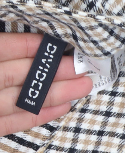 H&M Divided Women’s Beige Check A-Line Cotton Skirt Size 4
