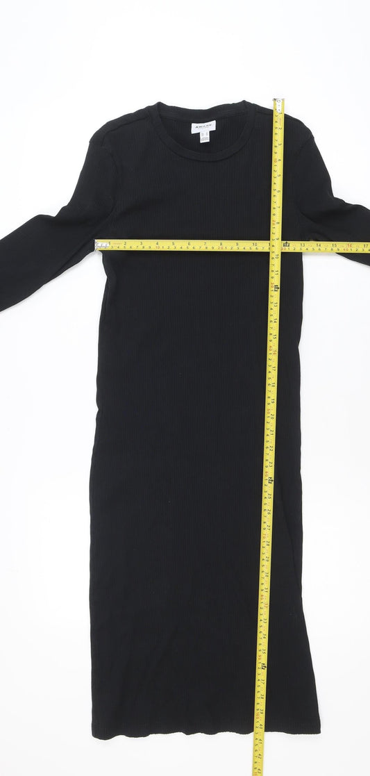 Vero Moda Women Black Midi Bodycon Dress Size M Long Sleeve