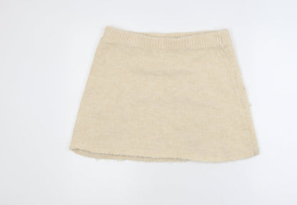Savida Womens Beige Beaded Knit A-Line Skirt Size 14