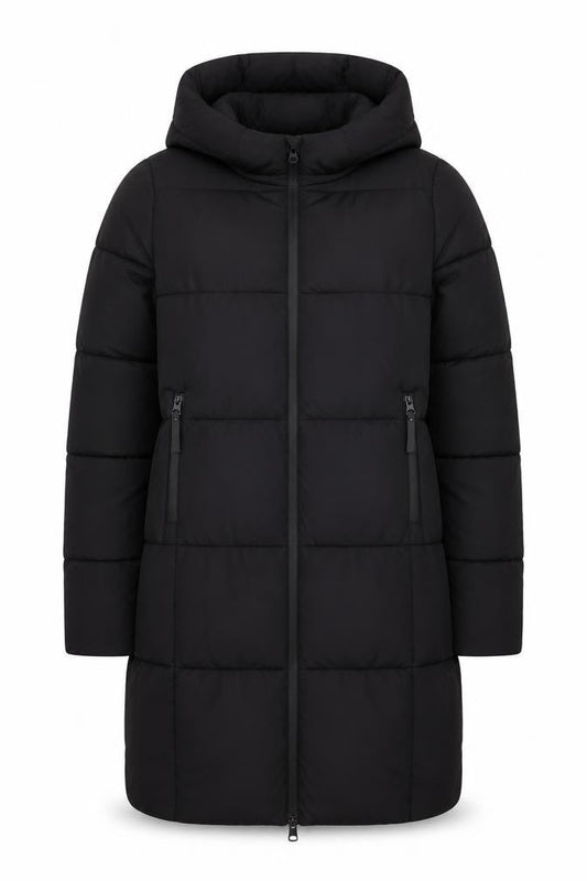 Primark Womens Black XS Long Puffer Coat Hooded Quilted Winter Jacket