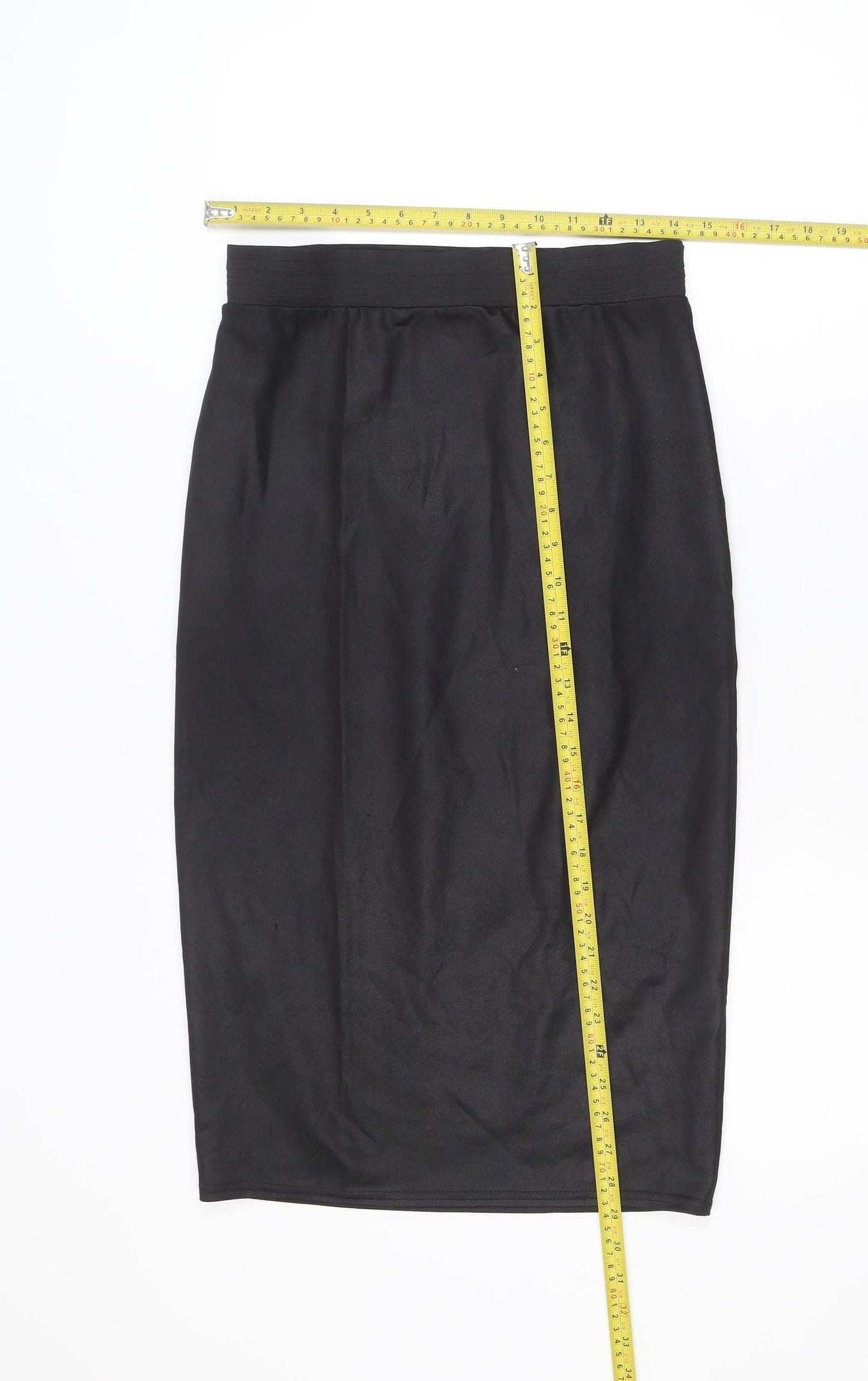 Quiz Women Black Size 12 Stretch Pencil Knee Length Skirt