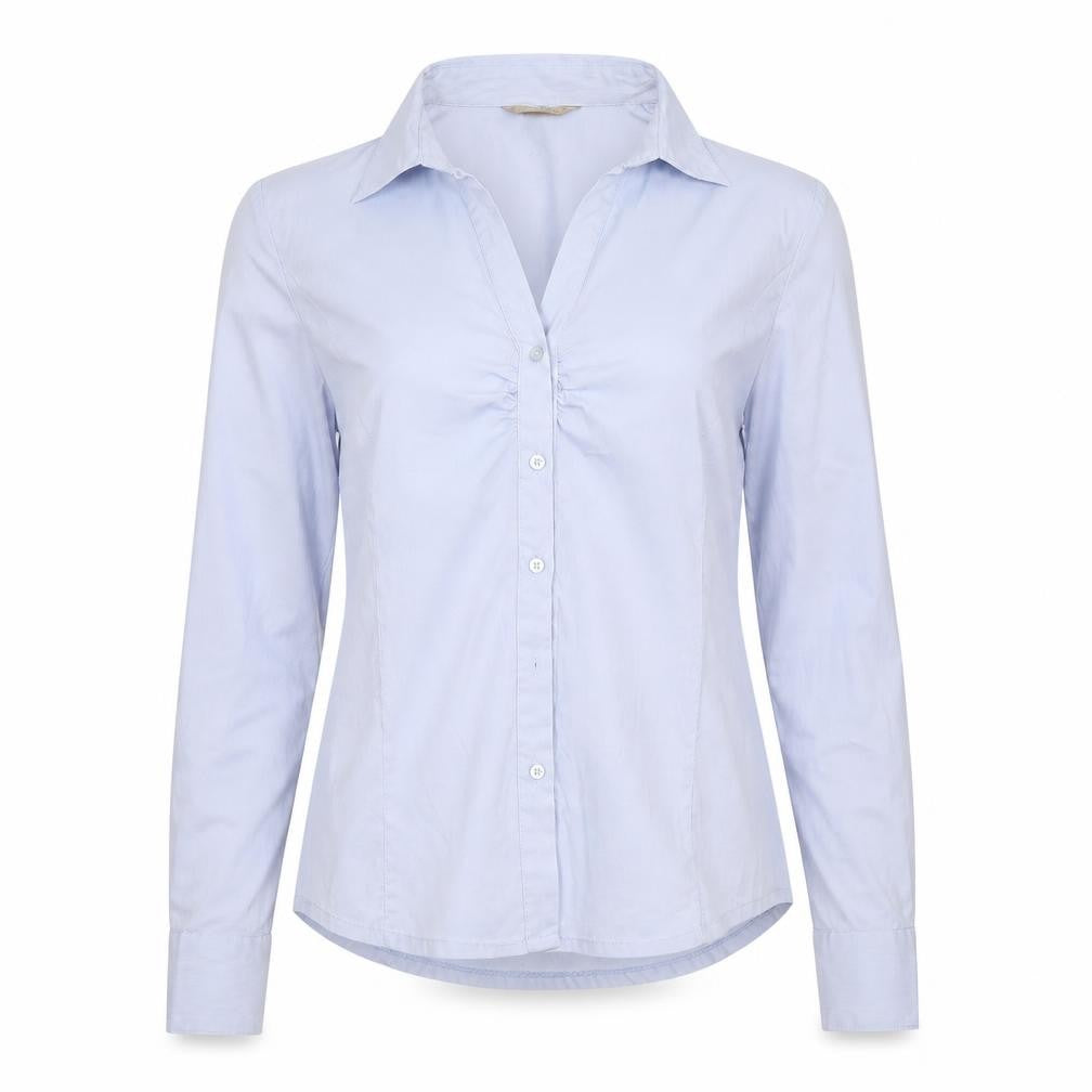 Melya Women Blue Striped Long Sleeve Button-Up Shirt M