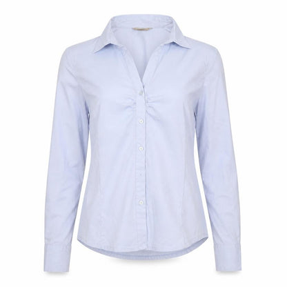Melya Women Blue Striped Long Sleeve Button-Up Shirt M