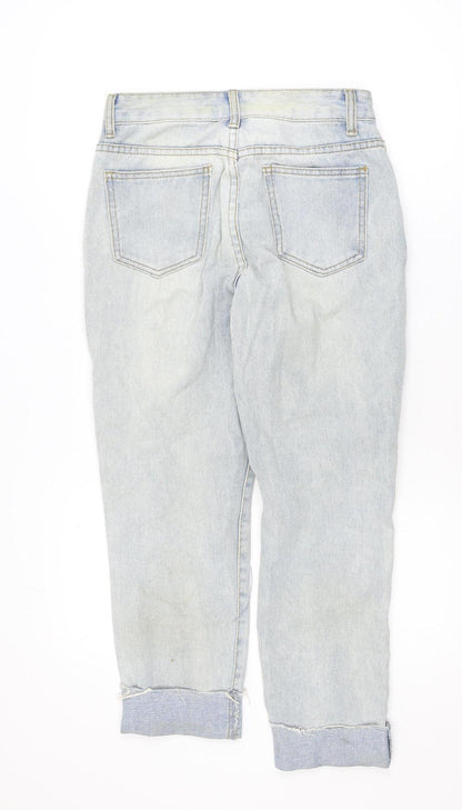 MOMOKROM Womens Blue Distressed Boyfriend Jeans Size 8