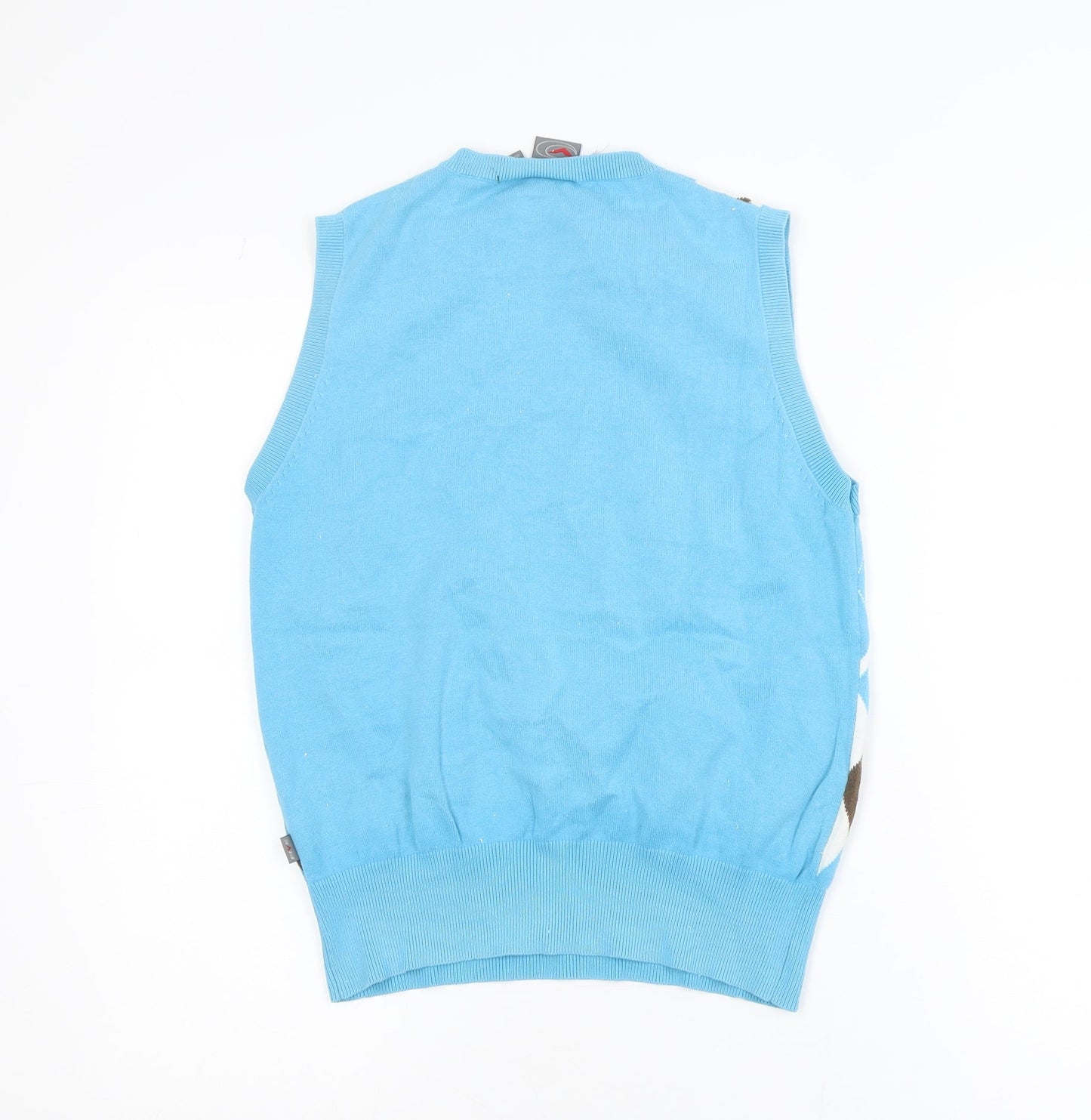 Five Seasons Women's Blue Argyle V-Neck Cotton Sleeveless Vest Size 12