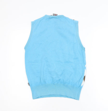 Five Seasons Women's Blue Argyle V-Neck Cotton Sleeveless Vest Size 12