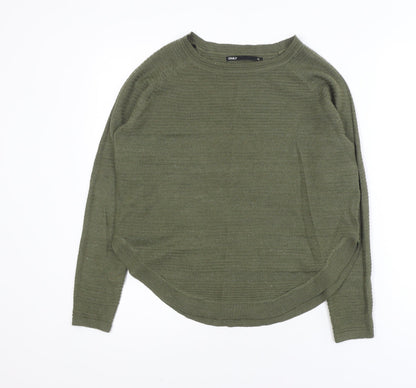 ONLY Women Green XS Crew Neck Long Sleeve Pullover Jumper