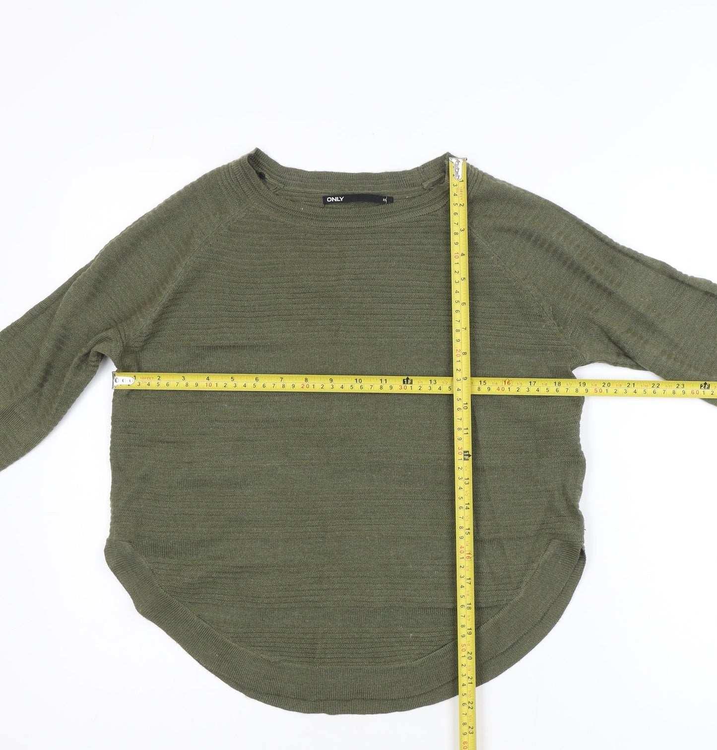 ONLY Women Green XS Crew Neck Long Sleeve Pullover Jumper