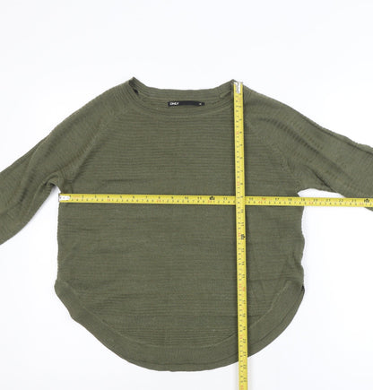 ONLY Women Green XS Crew Neck Long Sleeve Pullover Jumper