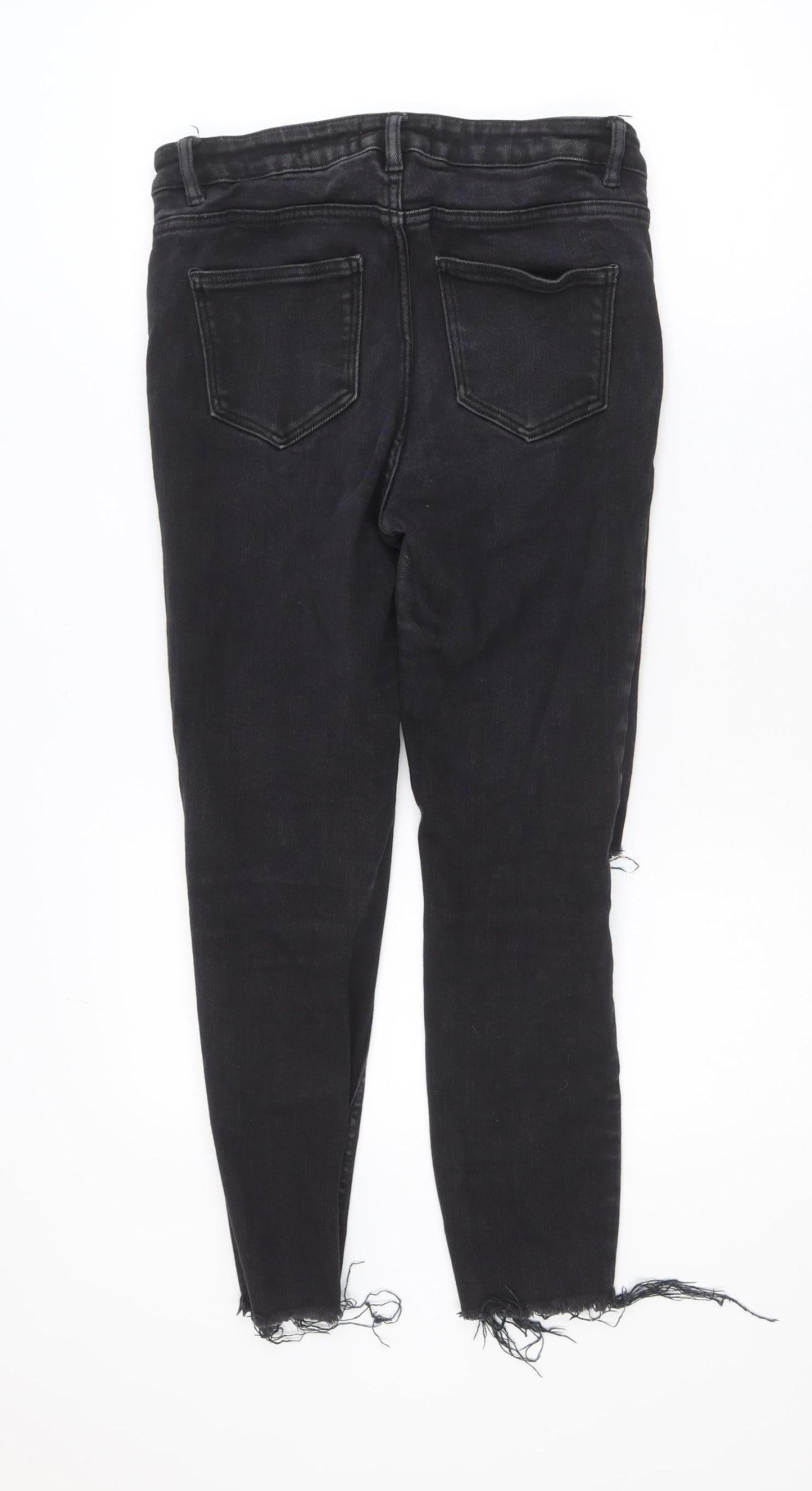 New Look Halli Women’s Black High Waist Skinny Jeans Size 12 Distressed Denim