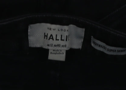 New Look Halli Women’s Black High Waist Skinny Jeans Size 12 Distressed Denim