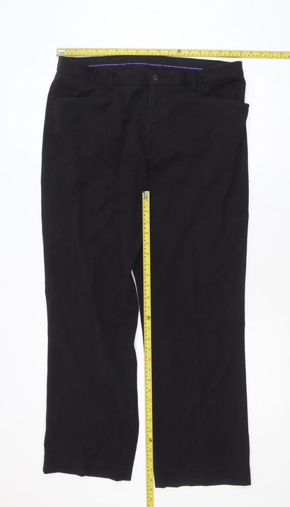 Avenue Men's Black 38R Classic Dress Trousers Polyester Blend