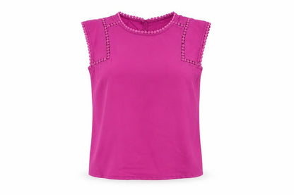Darling London Women's Pink Lace Trim Sleeveless Blouse Size 8