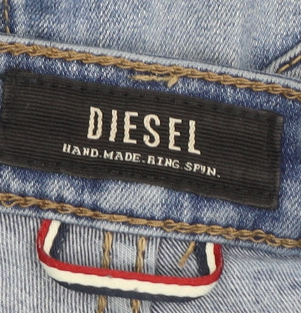 Diesel Womens Blue Mid Rise Skinny Jeans Size 14 with Stripe Detail