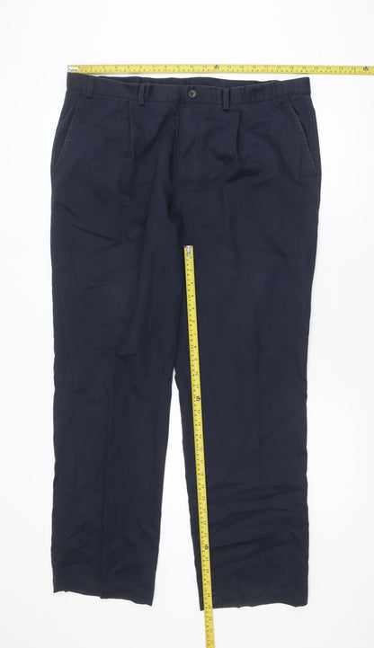 Marks and Spencer Men's Blue Chino Trousers 40x31 Regular Fit