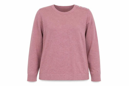Sfera Women Pink Crew Neck Long Sleeve Button Jumper Size 14