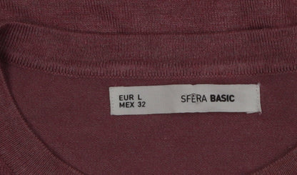 Sfera Women Pink Crew Neck Long Sleeve Button Jumper Size 14