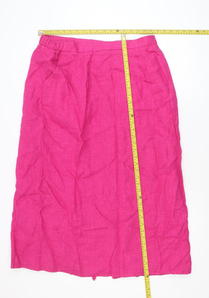 Harvé Benard Women Pink Linen Midi Pencil Skirt Size 18 Plus