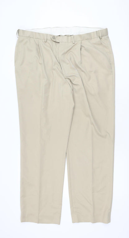 Marks and Spencer Men's Beige Travel Chino Trousers 40W 31L Regular Fit