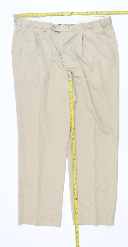 Marks and Spencer Men's Beige Travel Chino Trousers 40W 31L Regular Fit