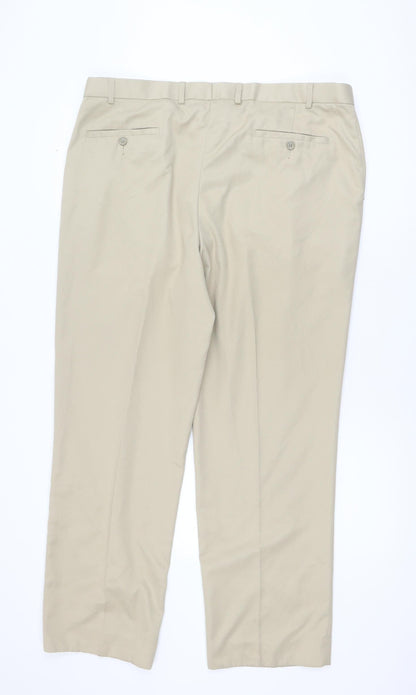 Marks and Spencer Men's Beige Travel Chino Trousers 40W 31L Regular Fit
