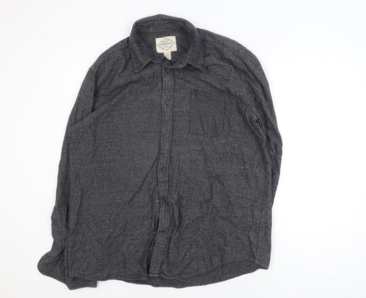 St John's Bay Men's Grey Cotton Long Sleeve Flannel Shirt Size L