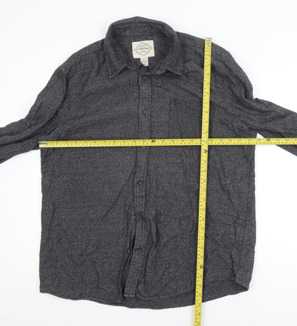 St John's Bay Men's Grey Cotton Long Sleeve Flannel Shirt Size L