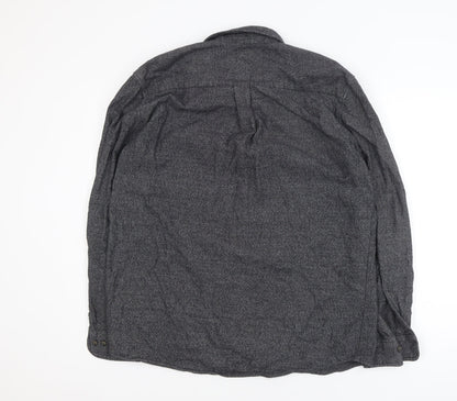 St John's Bay Men's Grey Cotton Long Sleeve Flannel Shirt Size L