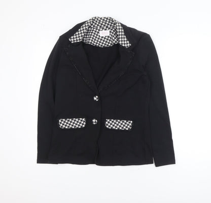 Libra Women's Black Houndstooth Trim Two-Button Blazer Size S