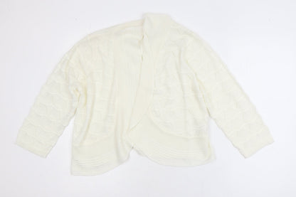 Julipa Women’s Ivory Plus Size 16/18 Open-Knit Cardigan