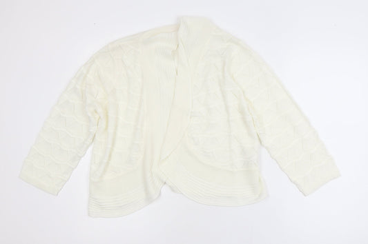 Julipa Women’s Ivory Plus Size 16/18 Open-Knit Cardigan