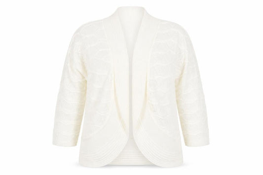 Julipa Women’s Ivory Plus Size 16/18 Open-Knit Cardigan