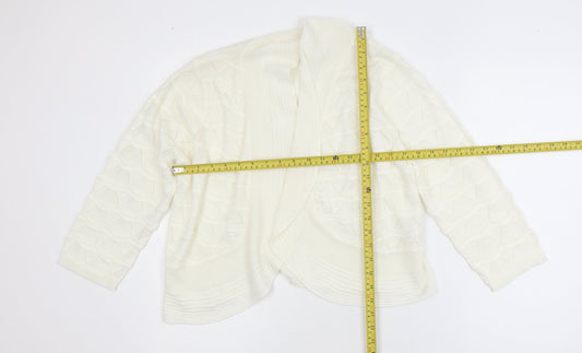 Julipa Women’s Ivory Plus Size 16/18 Open-Knit Cardigan