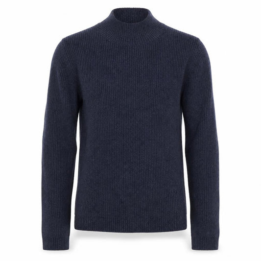 Front view of VILA unisex blue xs ribbed mock neck jumper