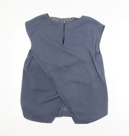 Oasis Women Blue Wrap Blouse UK 8 Sleeveless Top