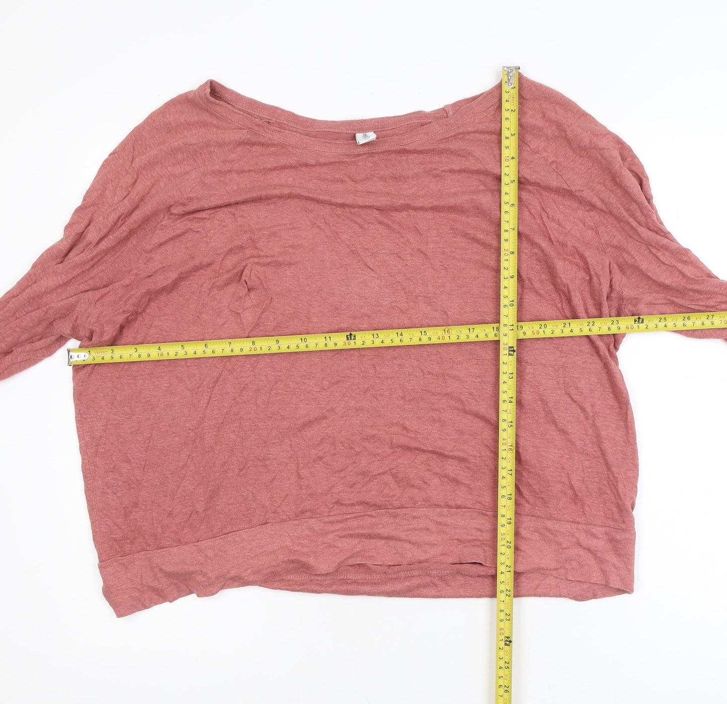 FatFace Women’s Pink Linen Relaxed Boat Neck Long Sleeve Top L