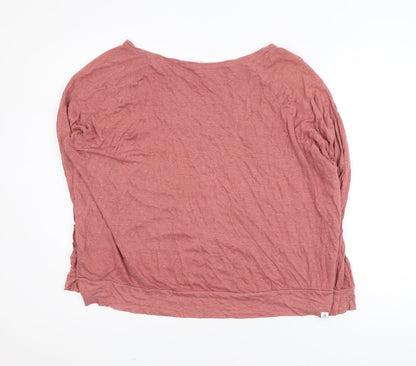 FatFace Women’s Pink Linen Relaxed Boat Neck Long Sleeve Top L