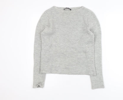 MNG Womens Grey Crew Neck Knit Pullover Jumper Size 12