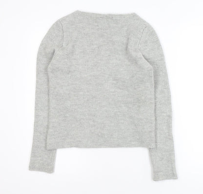 MNG Womens Grey Crew Neck Knit Pullover Jumper Size 12