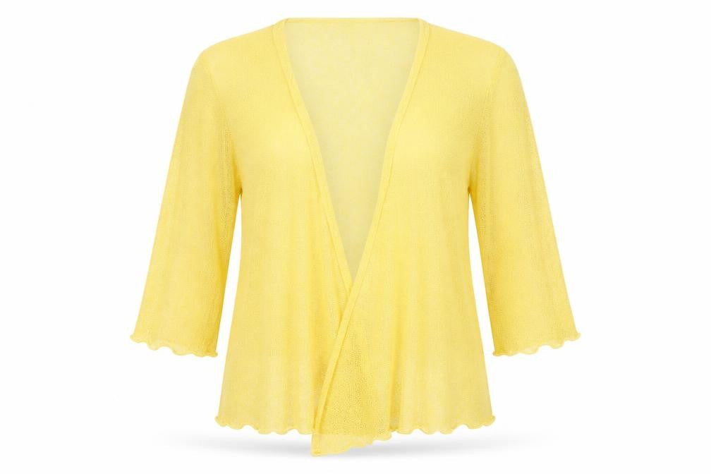 Paco Boutique Women's Yellow Open Knit 3/4 Sleeve Cardigan Size 18