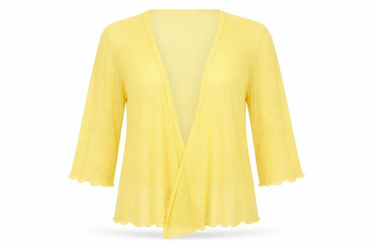 Paco Boutique Women's Yellow Open Knit 3/4 Sleeve Cardigan Size 18