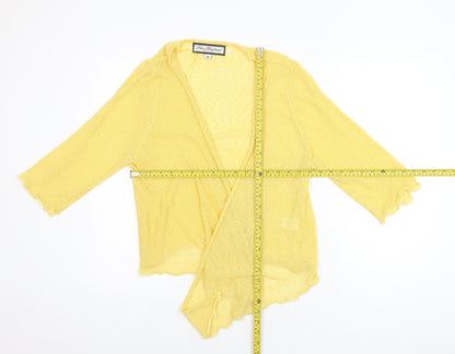 Paco Boutique Women's Yellow Open Knit 3/4 Sleeve Cardigan Size 18