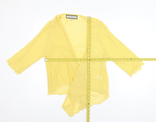 Paco Boutique Women's Yellow Open Knit 3/4 Sleeve Cardigan Size 18