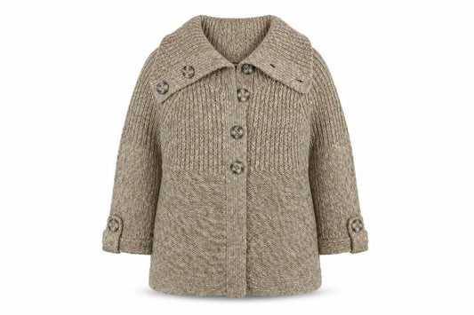 Dunnes Women Beige Acrylic Knit Coatigan Size 14-16 Buttoned