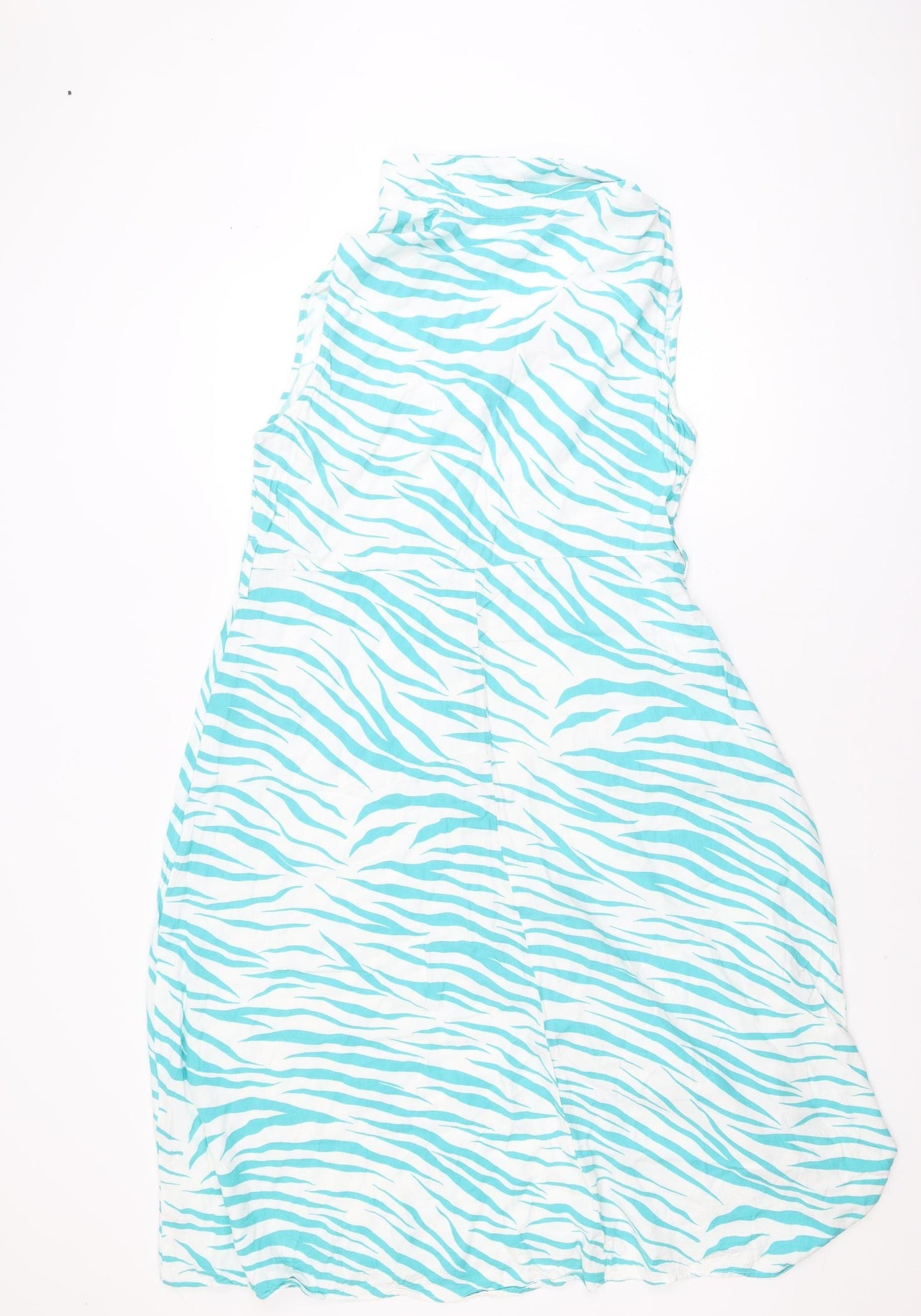 Dunnes Women Blue Animal Print Sleeveless Shirt Dress Size 16