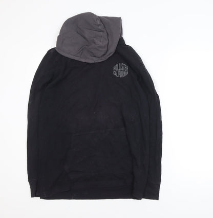 Hollister Men’s Black Pullover Hoodie M Logo Cotton Classic Fit