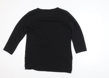 ONLY Women’s Black Tunic Blouse L 3/4 Sleeve Stretch Jersey