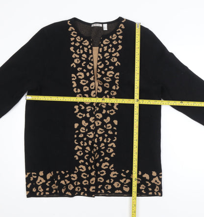 Punt Roma Women's Black Leopard Print Long Sleeve Cardigan Size L