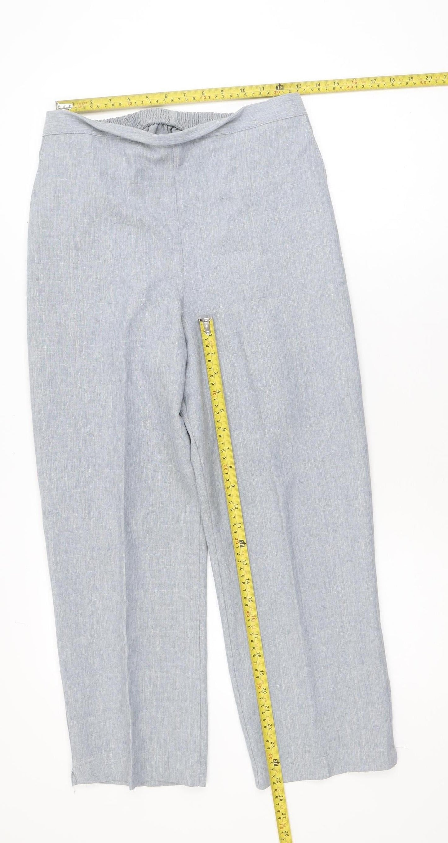 Bassini Women’s Grey Cropped Trousers Size 14 Polyester Elastic Waist